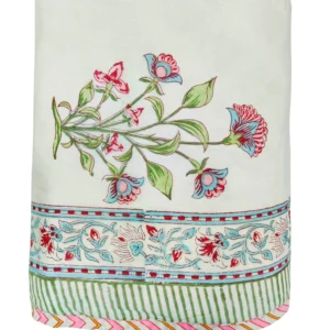pink green white handblock double dohar