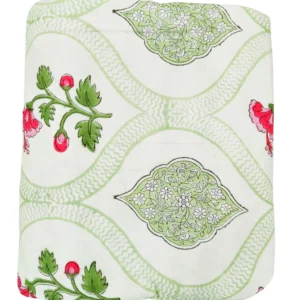 double dohar handblock pink green white