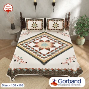 brown_cream_geometric_cotton_double_bedsheet