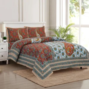 brown_turquoise_white_cotton_paisley_double_bedsheet