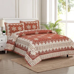 rust_beige_patchwork_print_bedsheet_cotton_double