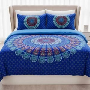 mandala_blue_double_bedsheet_traditional