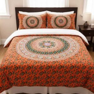 mandala_double_bedsheet_orange