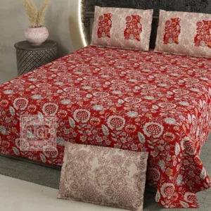 red_beige_cotton_double_bedsheet