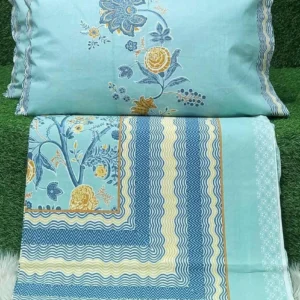 blue_yellow_floral_double_bedsheet_cotton