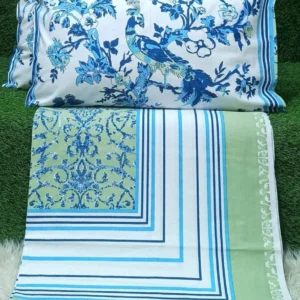 green_blue_peacock_cotton_double_bedsheet-