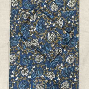 Exquisite ajrak neptol print in shades of blue and white pure cotton double bedsheet and two pillow covers