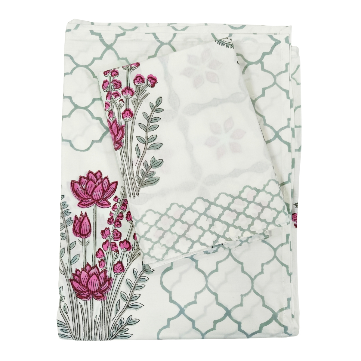 magenta_grey_white_percale_cotton_handblock_bedsheet