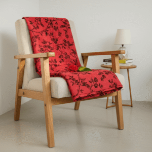 Elegant bird design in orange and black on cotton handloom single bedsheet