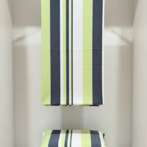 Elegant green, grey and white stripes on cotton handloom double bedsheet with two pillow covers