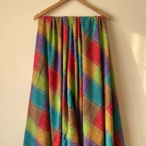 Elegant multicoloured, checkered cotton handloom single bedsheet