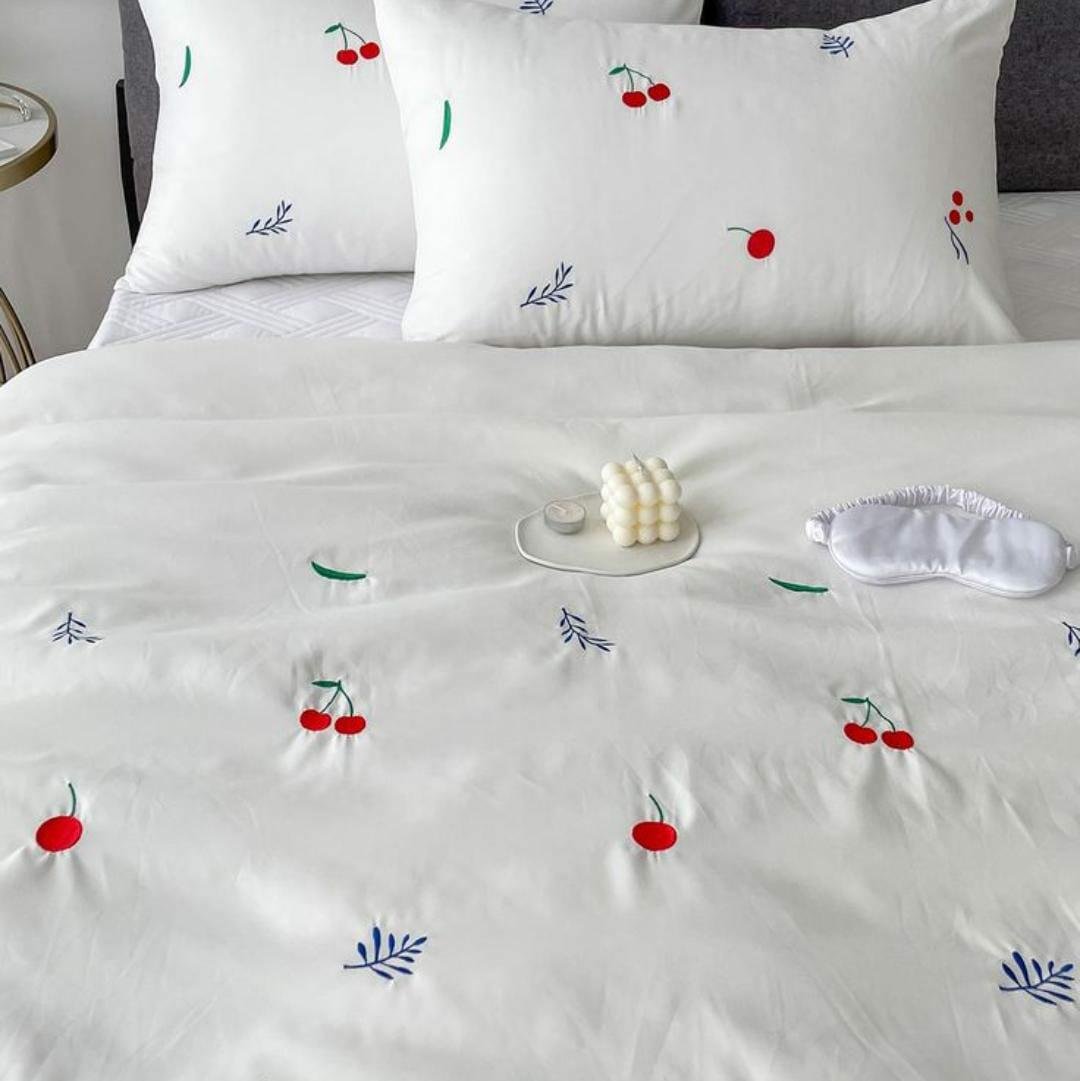 White-Cotton-Embroidered-Double-Bedsheet-with-Red-Cherr