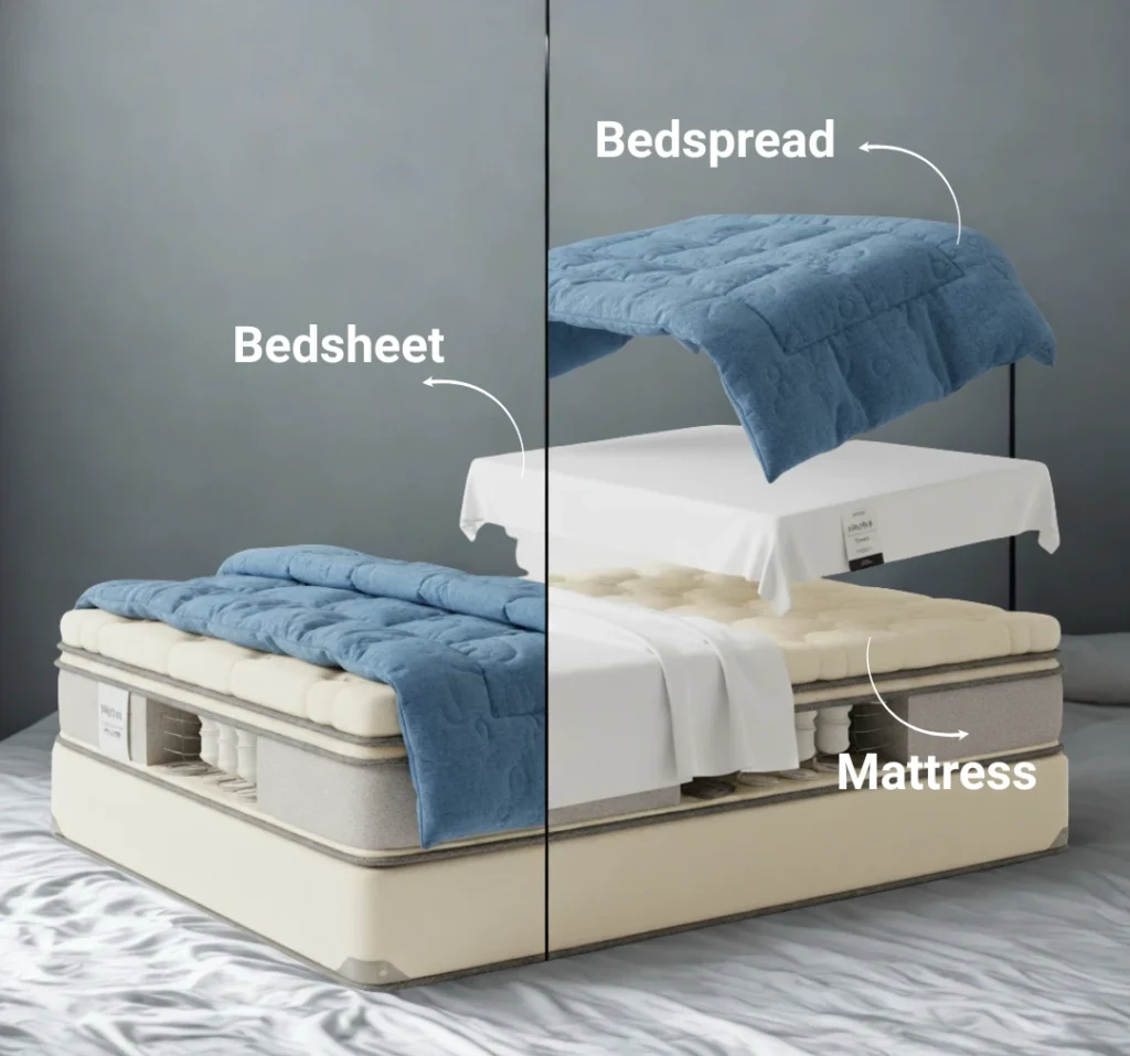 what is a difference between a bedsheet and a bedspread?
