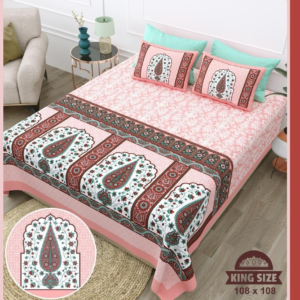 peach_brown+cotton_double_bedsheet