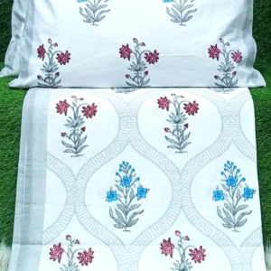 pink_blue_white_cotton_double_bedsheet