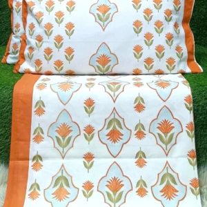 orange_white_cotton_double_bedsheet