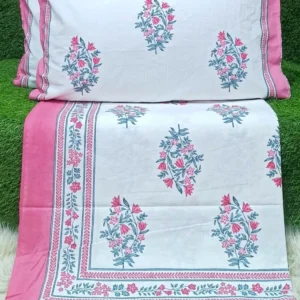 pink_blue_white_cotton)double_bedsheet