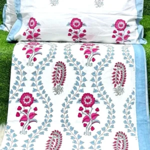 magenta_blue_white_moghul_cotton_bedsheet