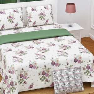 white_lavender_purple_twill_superkingsize cotton_double_bedsheet