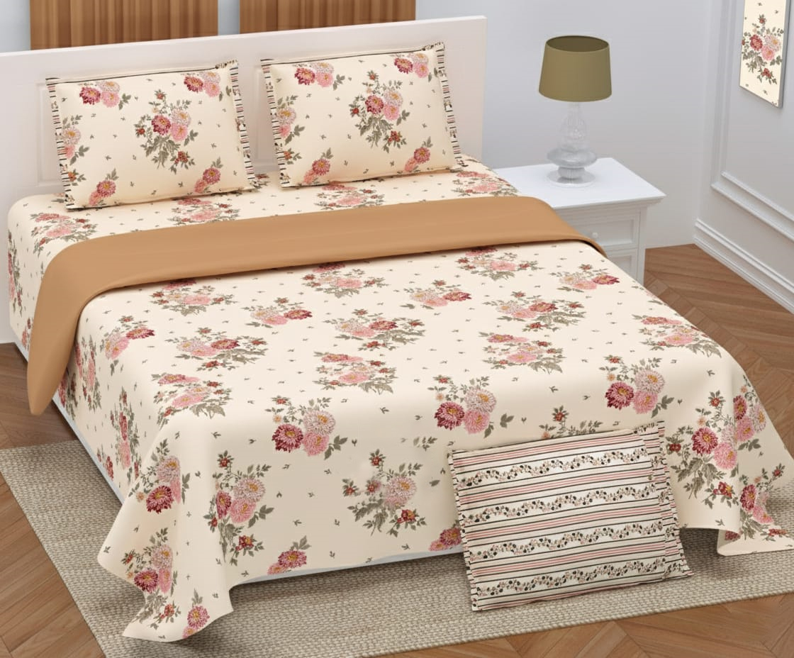 peach_maroon_twill_cotton_superkingsize_double_bedsheet