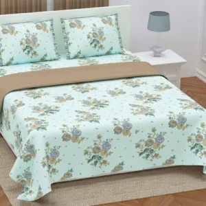 pastel green_twill_floral_cotton_superkingsize bedseer