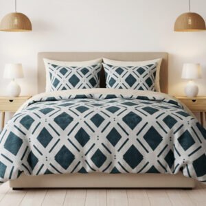 beige_green_flannel_winter bedsheet