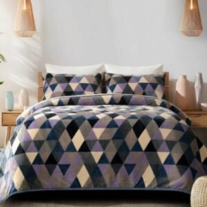 Exquisite floral design Supersoft superwarm bedsheet and two pillow covers in beautiful shades of blue, grey, cream and purple in premium quality