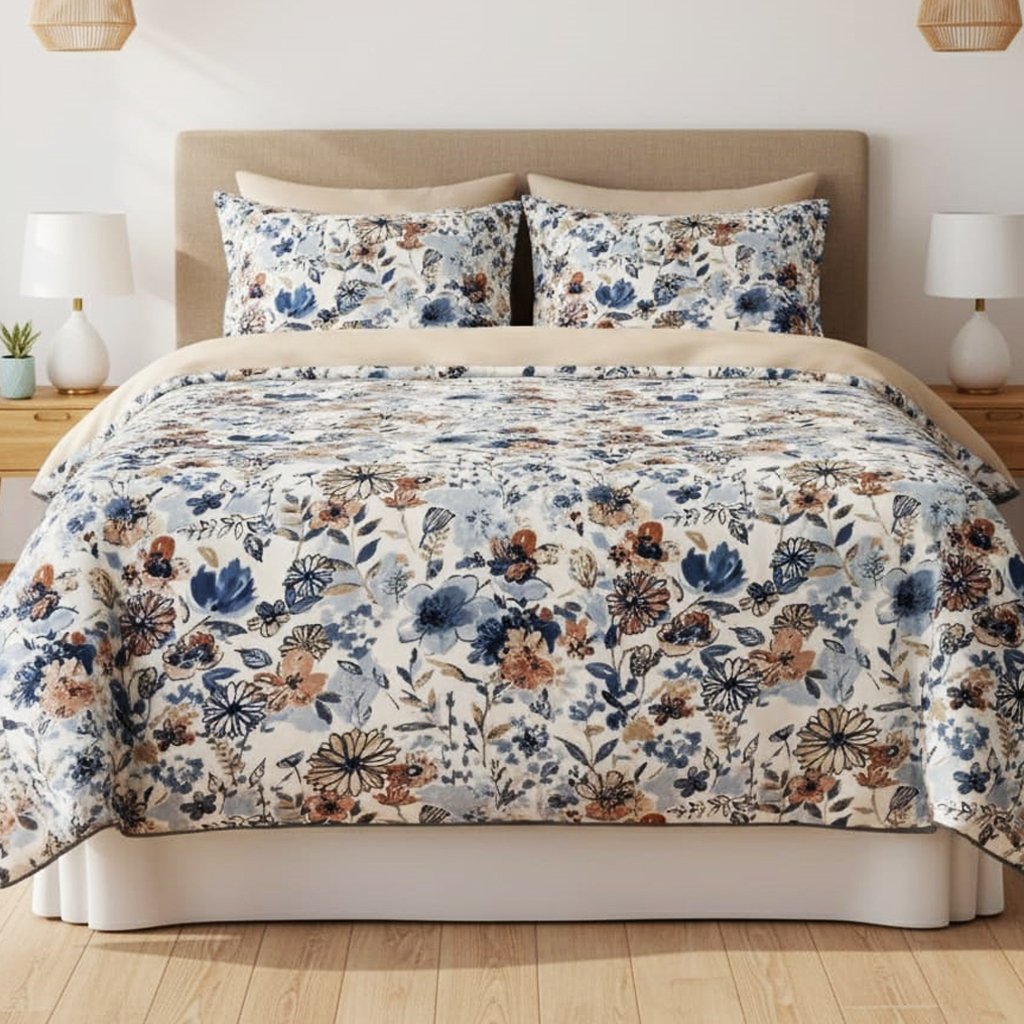 pastel floral winter flannel bedsheet