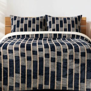 Exquisite design Supersoft superwarm bedsheet and two pillow covers in beautiful shades of blue and beige in premium quality