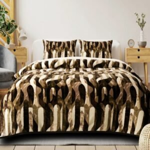 exquisite design Supersoft superwarm bedsheet and two pillow covers in beautiful shades of brown and cream in premium quality