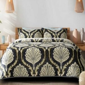 Exquisite design Supersoft superwarm bedsheet and two pillow covers in beautiful shades of green, brown and cream in premium quality