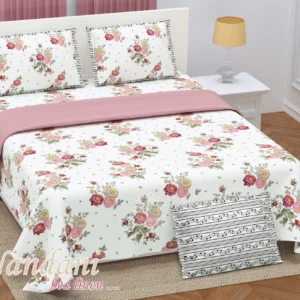pink_maroon_on_cream_twill_cotton_double_bedsheet