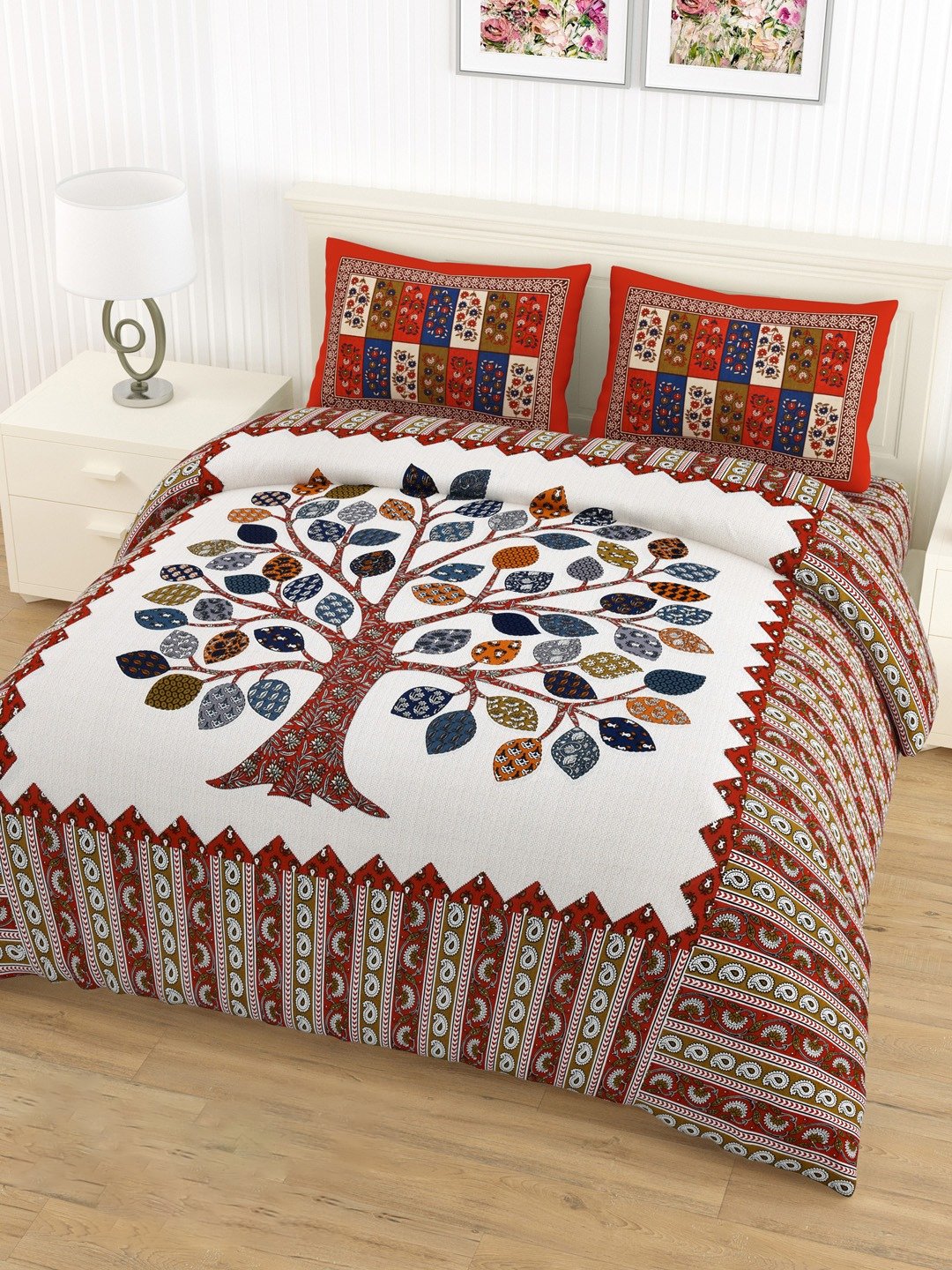 BROWN_GREY_MAROON_COTTON_DOUBLE_BEDSHEET