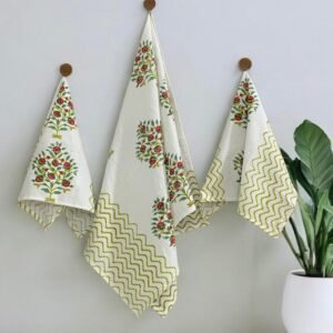 maroon_green_waffle_towel_set