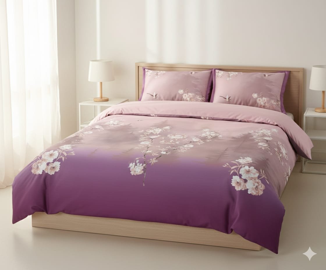 pink _cotton_digital_print_double_bedsheet