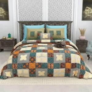 grey_cream_green_cotton_double_bedsheet