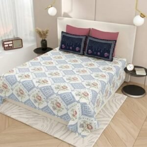white_blue_cotton_double_bedsheet