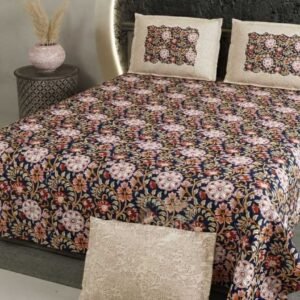 navy_blue-floral_cotton_superkingsize_double_bedsheet