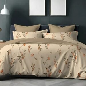 beige_cotton_orange_double bedsheet