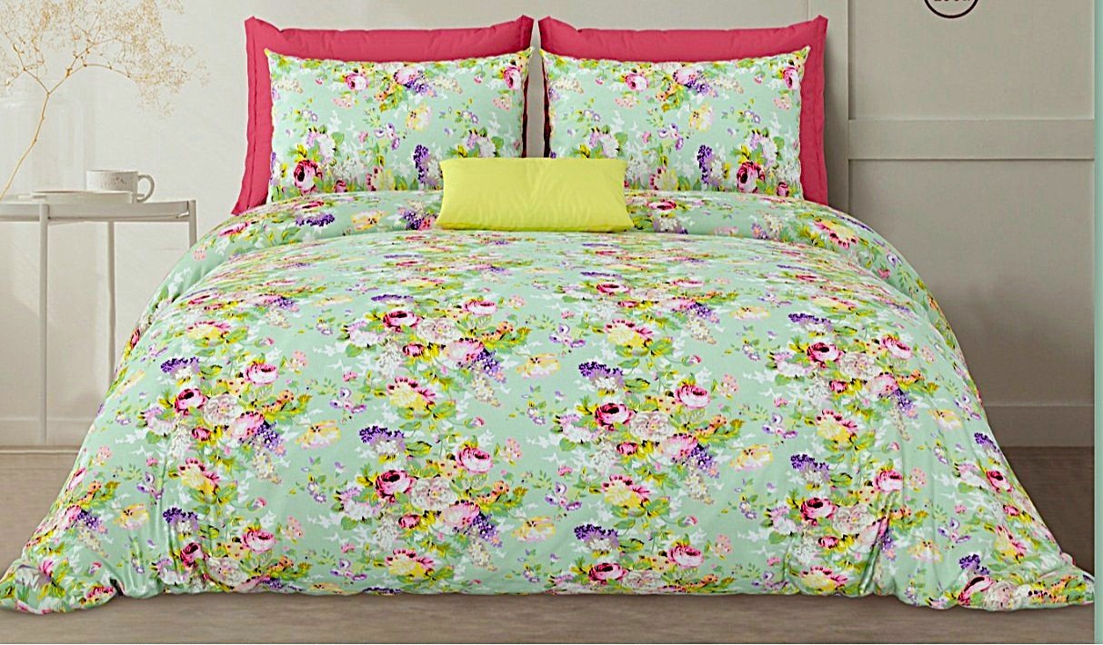 green_floral_superkingsize_double_bedsheet_cotton