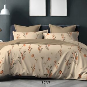 beige_cotton_orange_double bedsheet