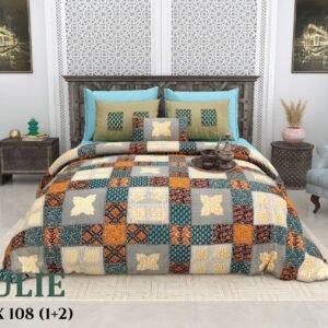 grey_cream_green_cotton_double_bedsheet