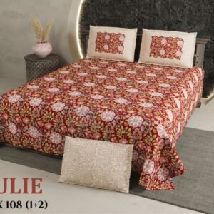 FLORAL_RED_CREAM-COTTON_QUEEN_BEDSHEET