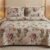 Exquisite floral maroon print on mauvish beige quilted, reversible bedcover and two quilted pillow cover