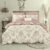 Exquisite floral print in beige on double bedsheet and two pillow covers