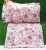 Elegant floral print in shades of peach and pink on cotton double bedsheet with two pillow covers