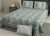 Exquisite floral print in green and grey cotton double bedsheet and two pillow covers