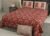 Exquisite floral print in red and beige cotton  double bedsheet and two pillow covers