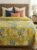 Floral print dark yellow paisley kantha work double bedcover