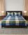 Elegant blue, yellow and white checkboard checkered cotton handloom double bedsheet with two pillow covers